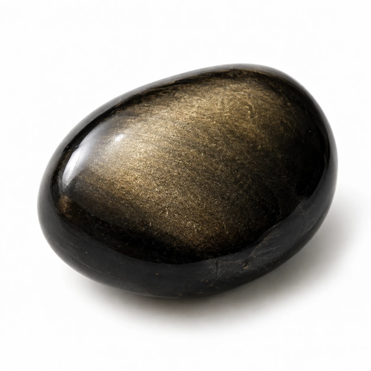 Gepolijste zwarte Goud Obsidiaan knuffelsteen met natuurlijke goudkleurige glans