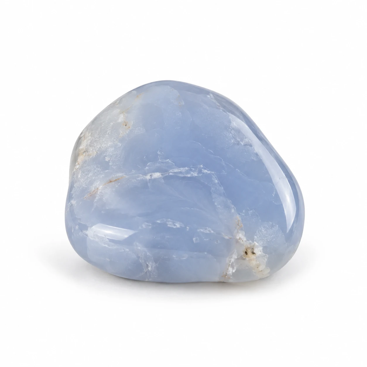 Lichtblauwe of grijsblauwe chalcedoon knuffelsteen
