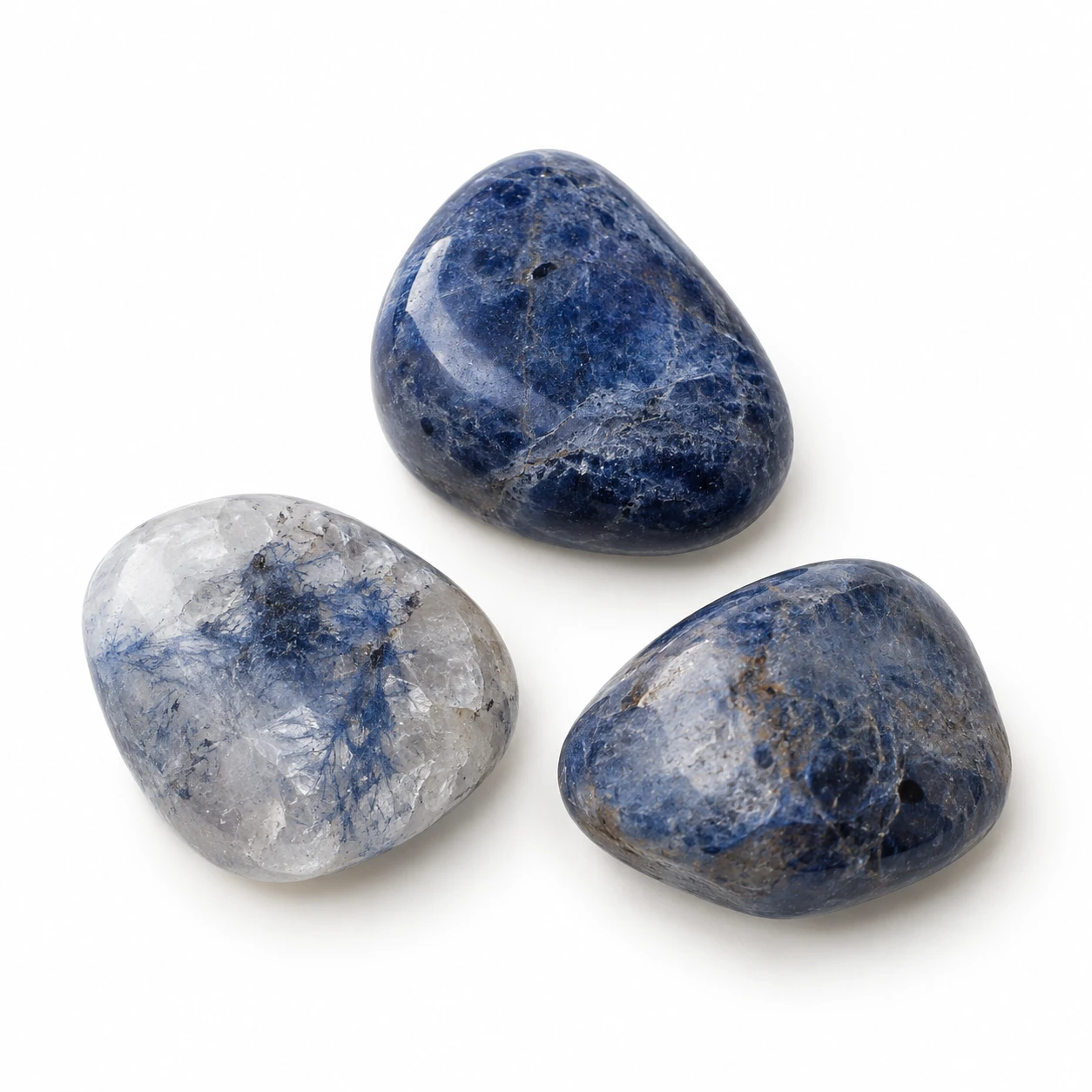 Blauwe dumortieriet knuffelsteen of dumortieriet in kwarts