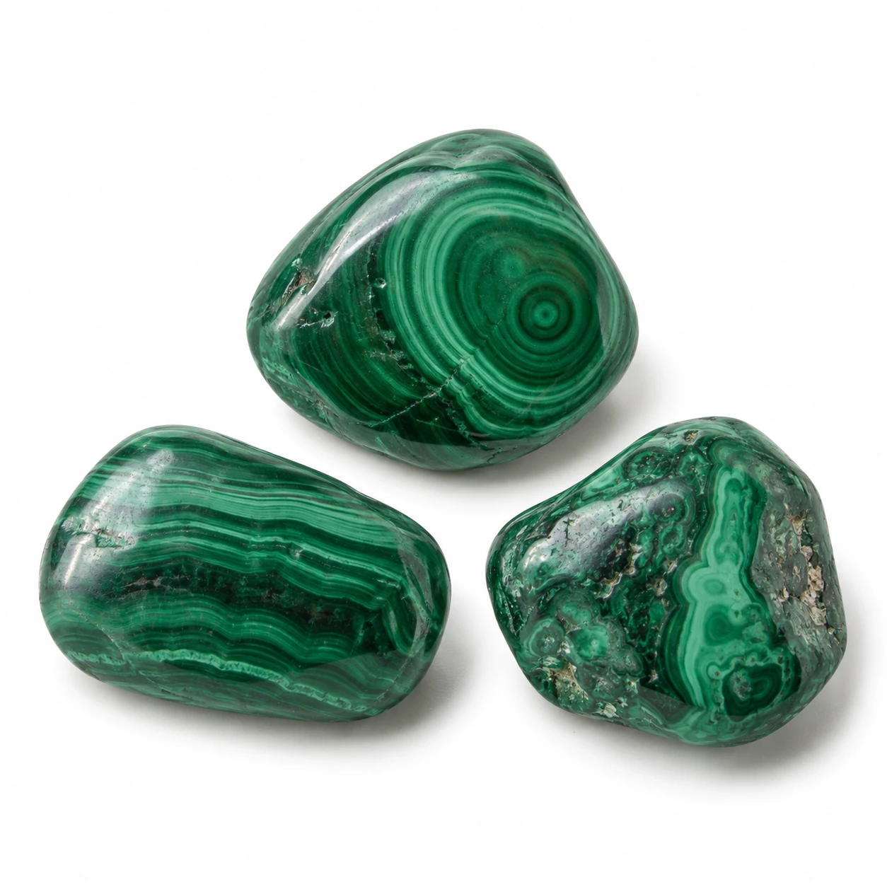 Groen gebande malachiet knuffelsteen of plak
